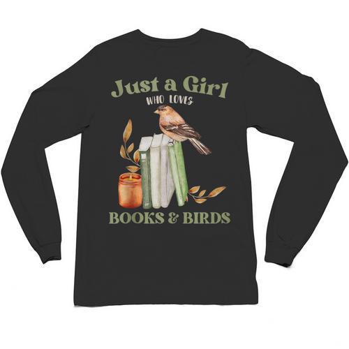 Just a Girl Who Loves Books And Birds Book Reading Bird Love Unisex Long Sleeve T-Shirt - Bookorys DE