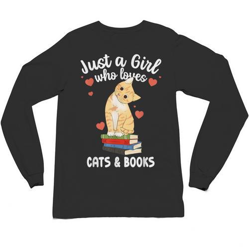 Just a Girl Who Loves Cats And Books Reading Cat & Bookworm Unisex Long Sleeve T-Shirt - Bookorys DE