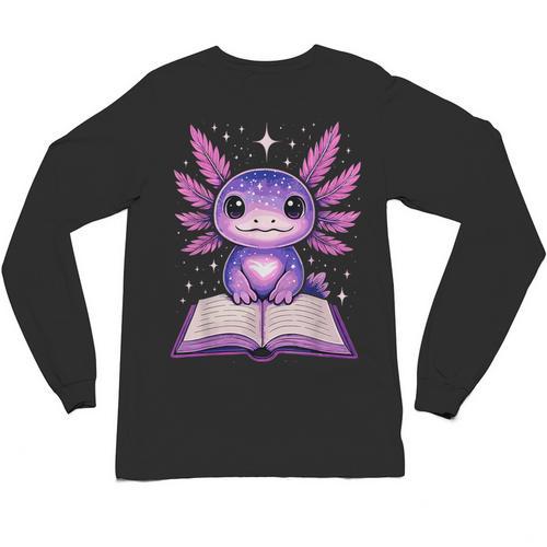 Kawaii Axolotl Cute Axolotls Reading Book Unisex Long Sleeve T-Shirt - Bookorys