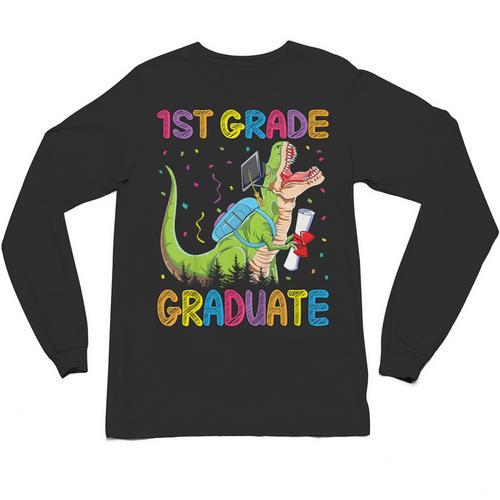 Kids 1st Grade Graduate Dinosaur Trex 1st Grade Graduation Unisex Long Sleeve T-Shirt - Best Gift Smart