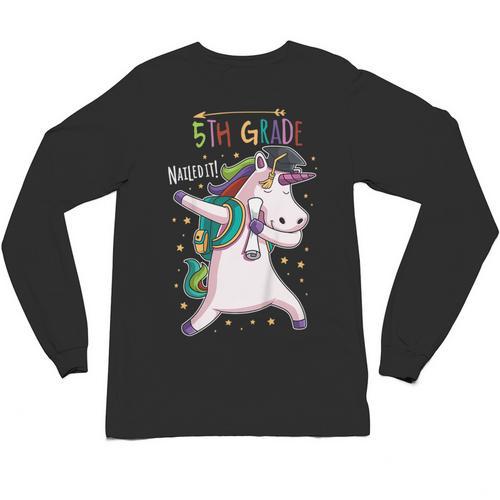 Kids Dabbing Unicorn Graduation 5th Grade Class Of 2019 Unisex Long Sleeve T-Shirt - Best Gift Smart