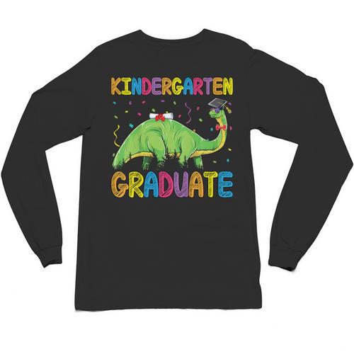 Kids Kindergarten Graduate Dinosaur Kindergarten Graduation Unisex Long Sleeve T-Shirt - Best Gift Smart