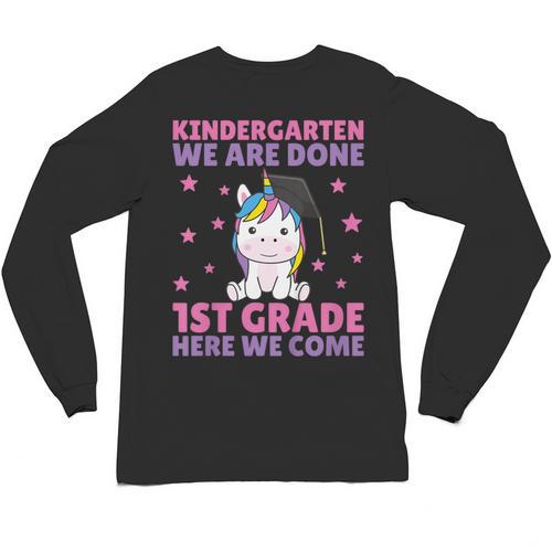 Kids Kindergarten Graduate Unicorn Graduation Unisex Long Sleeve T-Shirt - Best Gift Smart