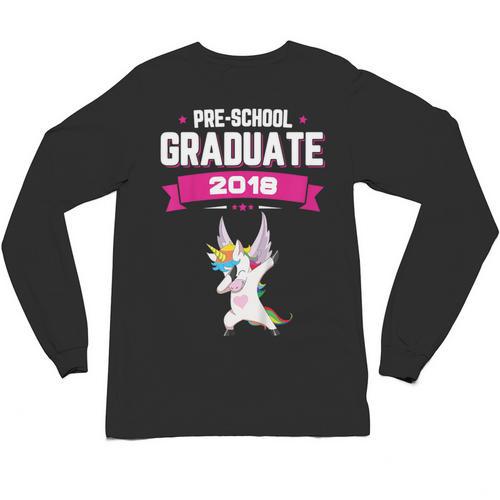 Kids Preschool Graduate 2018 Unicorn Dab Graduation Pre-K TShirt Unisex Long Sleeve T-Shirt - Best Gift Smart