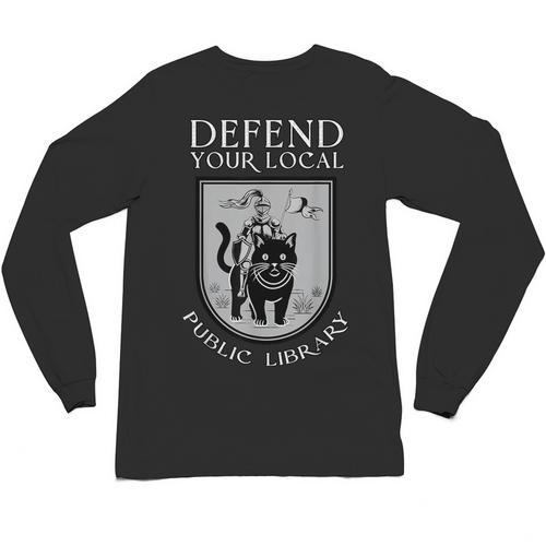 Knight Cat Defend Your Public Library Book Lover Unisex Long Sleeve T-Shirt - Bookorys DE