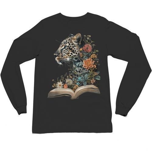 Leopard Book Flower Unisex Long Sleeve T-Shirt - Bookorys AU