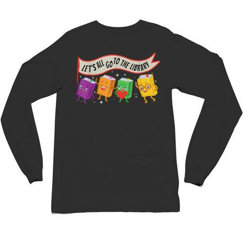 Librarian Let's All Go To The Library Cute Groovy Book Lover Unisex Long Sleeve T-Shirt - Bookorys DE