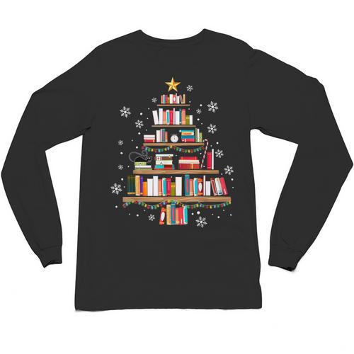 Library Books Christmas Tree Teacher Xmas Snowflake Unisex Long Sleeve T-Shirt - Bookorys DE