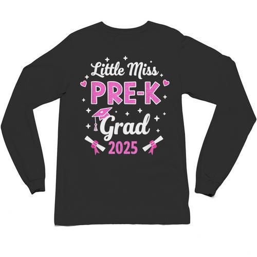 Little Miss Pre-K Grad 2025 Coquette Preschool Graduation Unisex Long Sleeve T-Shirt - Best Gift Smart