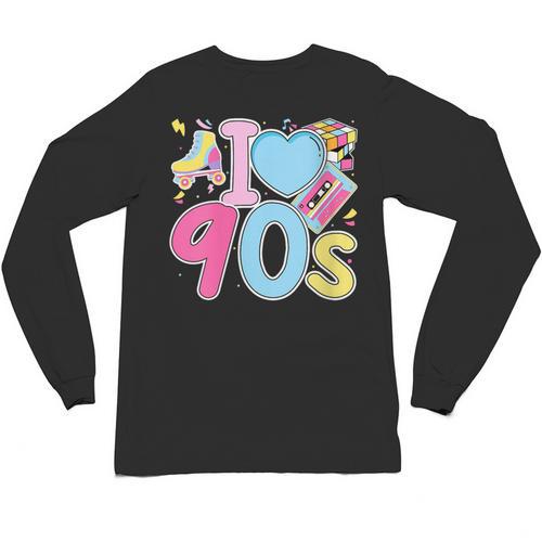 I Love 90's Retro Style Nostalgia Vibe 1990's Party Unisex Long Sleeve T-Shirt - Figerry