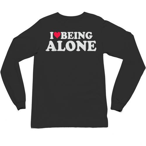 I Love Being Alone Introvert & Anxious Girl Red Heart Unisex Long Sleeve T-Shirt - Raresse