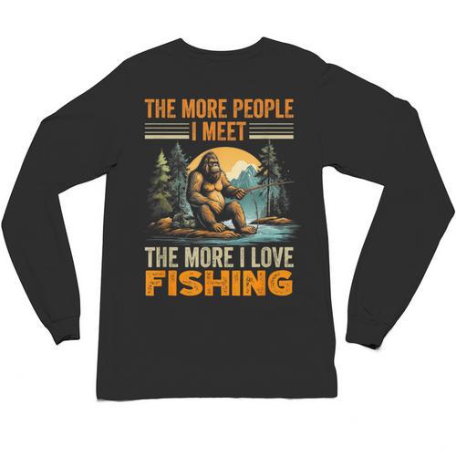 I Love Fishing Bigfoot Fisherman Introvert Sarcastic Unisex Long Sleeve T-Shirt - Raresse