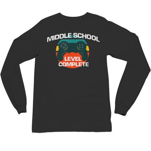 Middle School Graduation Gaming Vintage Level Complete Unisex Long Sleeve T-Shirt - Best Gift Smart