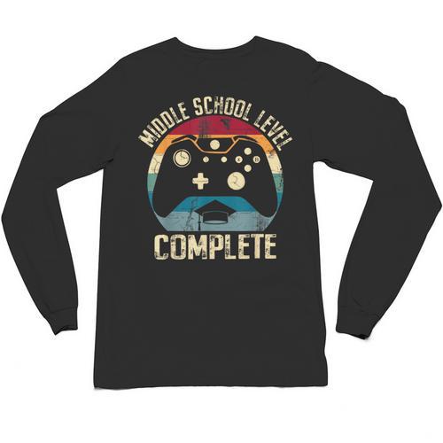 Middle School Level Complete Gamer Class Of 2024 Graduation Unisex Long Sleeve T-Shirt - Best Gift Smart