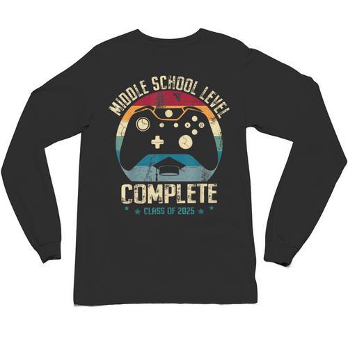 Middle School Level Complete Gamer Class Of 2025 Graduation Unisex Long Sleeve T-Shirt - Best Gift Smart