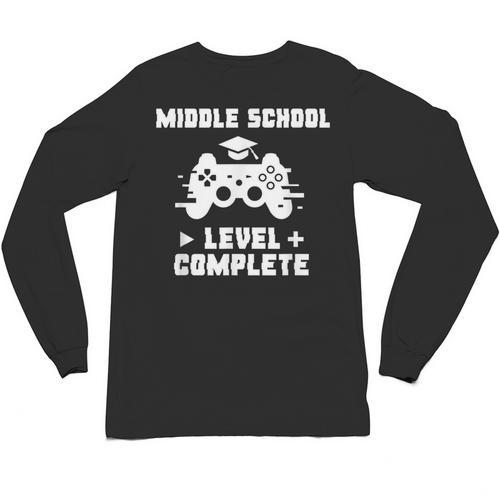Middle School Level Complete Video Gamer Graduation Unisex Long Sleeve T-Shirt - Best Gift Smart