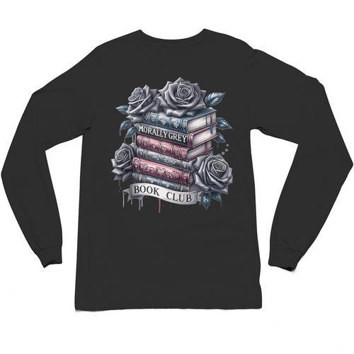 Morally Grey Book Club Floral Book Lover Graphic Unisex Long Sleeve T-Shirt - Bookorys