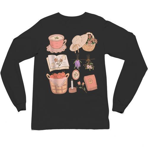 Nature Books And Cottage Core Picnic Art Unisex Long Sleeve T-Shirt - Bookorys AU