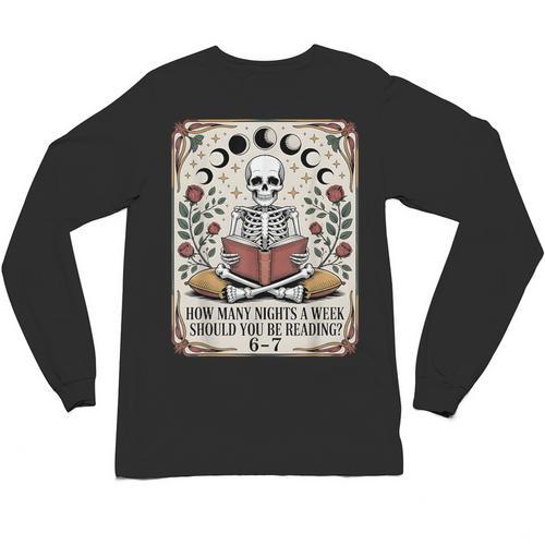 How Many Nights Reading Meme 6 7 Book Lover Unisex Long Sleeve T-Shirt - Bookorys