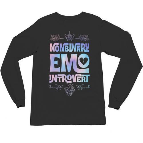 Nonbinary Emo Introvert Pride Trendy Mystic Teen Goth Style Unisex Long Sleeve T-Shirt - Raresse
