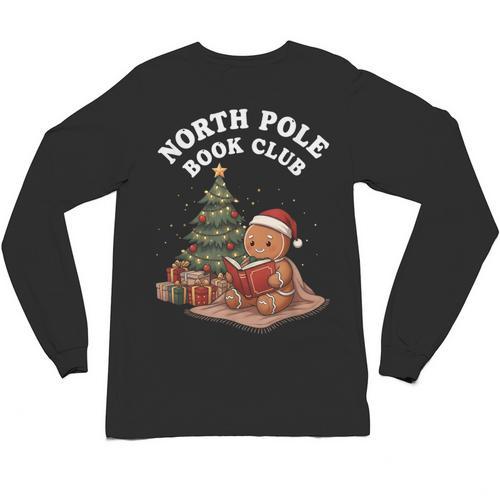 North Pole Book Club Gingerbread Christmas Reading Unisex Long Sleeve T-Shirt - Bookorys