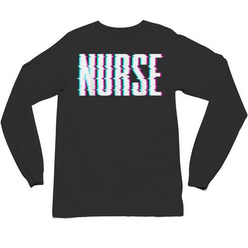 Nurse Glitch Aesthetic Graduation Nurse Glitch Graphic Art Unisex Long Sleeve T-Shirt - Best Gift Smart