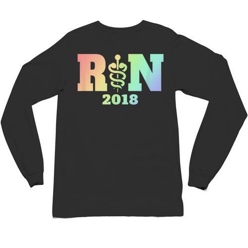 Nurse Graduation Shirt RN Est 2018 Rainbow Tshirt Unisex Long Sleeve T-Shirt - Best Gift Smart