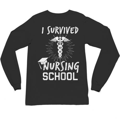 Nursing School Graduation Shirt I Survived RN Gift Unisex Long Sleeve T-Shirt - Best Gift Smart