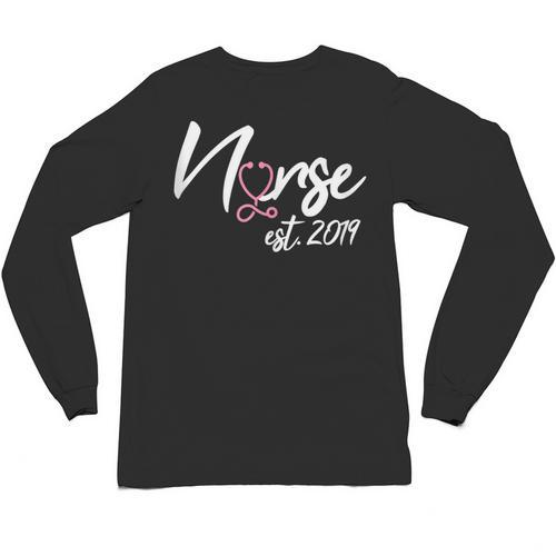Nursing School Survivor Apparel Graduation Nurse RN EST 2019 Unisex Long Sleeve T-Shirt - Best Gift Smart