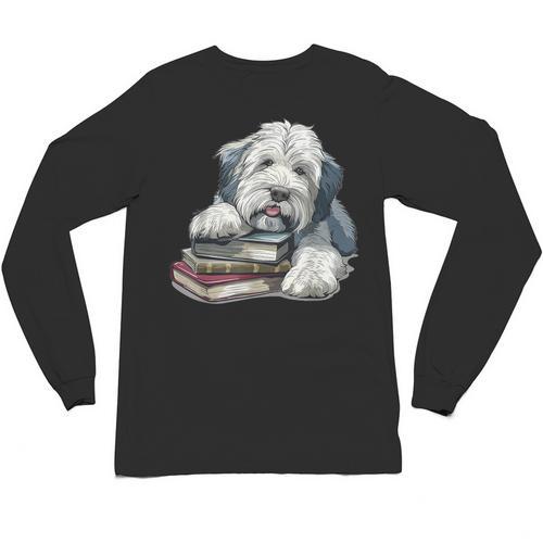 Old English Sheepdog Books Reading Dog Breed Graphic Unisex Long Sleeve T-Shirt - Bookorys DE