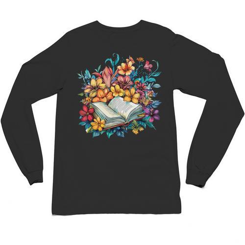 Open Book With Colorful Floral Reading Magic Unisex Long Sleeve T-Shirt - Bookorys