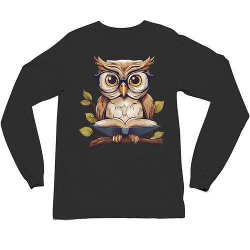 Owl Reading A Book Perched On A Branch Bookworm Unisex Long Sleeve T-Shirt - Bookorys AU