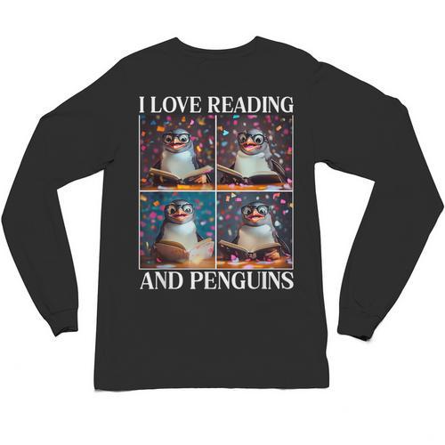 Penguin Love Reading And Penguins Child Book Lover Unisex Long Sleeve T-Shirt - Bookorys