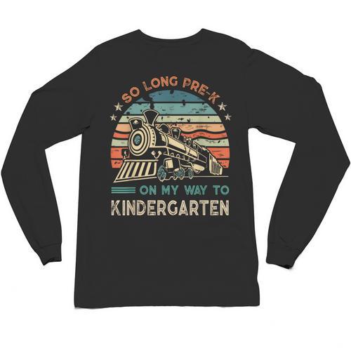 Pre-k Graduation To Kindergarten Retro Vintage Train Kids Unisex Long Sleeve T-Shirt - Best Gift Smart