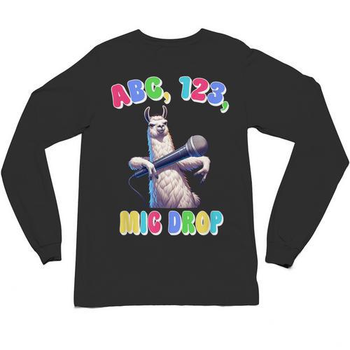 Preschool Graduate Shirt ABC 123 Mic Drop Llama Graduation Unisex Long Sleeve T-Shirt - Best Gift Smart