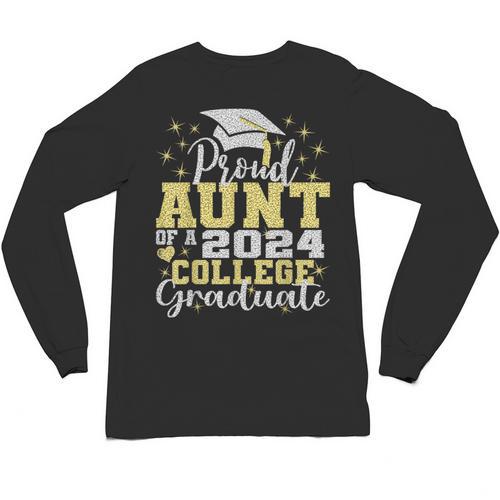Proud Aunt Of 2024 College Graduate Family 24 Graduation Unisex Long Sleeve T-Shirt - Best Gift Smart