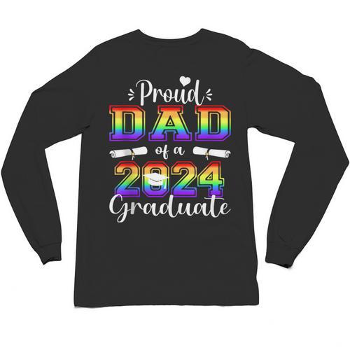 Proud Dad Of 2024 Graduate Class 2024 Graduation Family Unisex Long Sleeve T-Shirt - Best Gift Smart