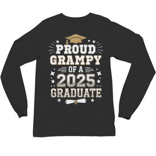 Proud Grampy Of A Class Of 2025 Graduate Senior Graduation Unisex Long Sleeve T-Shirt - Best Gift Smart