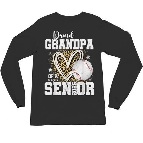 Proud Grandpa Of A 2026 Senior Baseball Graduation Leopard Unisex Long Sleeve T-Shirt - Best Gift Smart