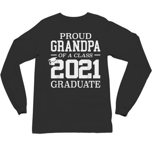 Proud Grandpa Graduation Senior 21 Grad Class Of 2021 Unisex Long Sleeve T-Shirt - Best Gift Smart