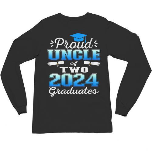 Proud Uncle Of Two 2024 Graduate Class 2024 Graduation Unisex Long Sleeve T-Shirt - Best Gift Smart