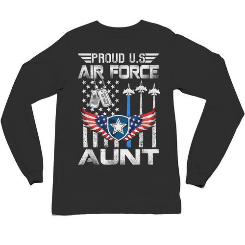 Proud US Air Force Aunt Flag Air Force Graduation Aunt Tee Unisex Long Sleeve T-Shirt - Best Gift Smart