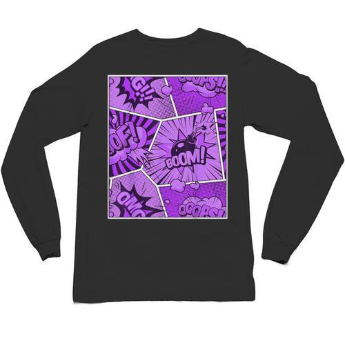Purple Comic Book Purple Color Graphic Unisex Long Sleeve T-Shirt - Bookorys DE
