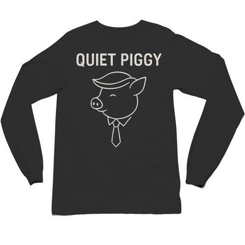 Quiet Piggy Introvert Media Humor Minimalist Line Art Unisex Long Sleeve T-Shirt - Raresse