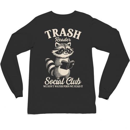 Raccoon Bookworm Readers Library Smut Reader Spicy Book Romance Rash Reader Social Club Unisex Long Sleeve T-Shirt - Bookorys