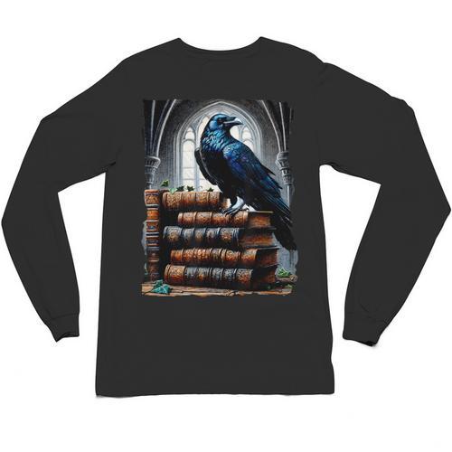 Raven On A Stack Of Books Wisdom Of Odin Unisex Long Sleeve T-Shirt - Bookorys DE