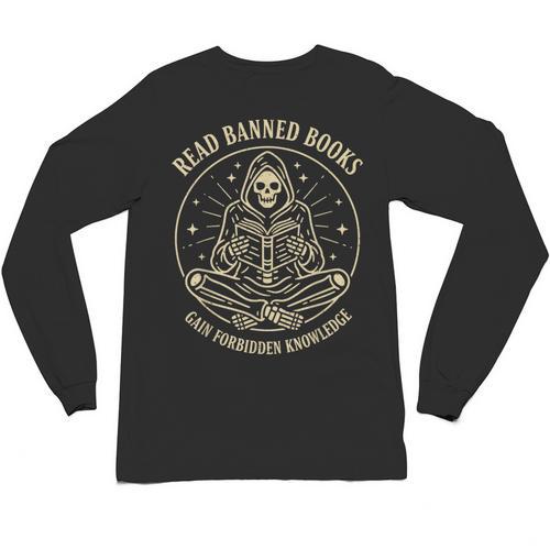 Read Banned Books Gain Forbidden Knowledge Skeleton Unisex Long Sleeve T-Shirt - Bookorys