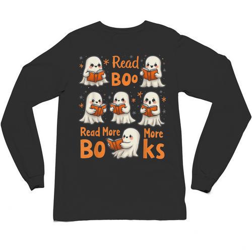 Read Boo KS Read More Bo KS Cute Ghost Reading Book Unisex Long Sleeve T-Shirt - Bookorys