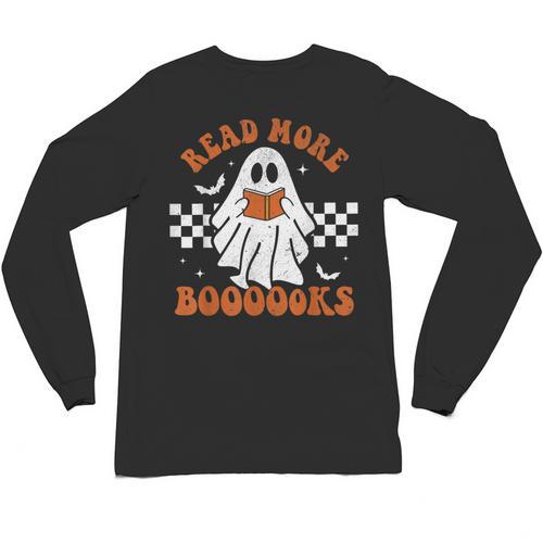 Read More Books Cute Ghost Reading Book Teacher Halloween Unisex Long Sleeve T-Shirt - Bookorys