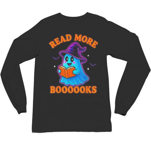 Read More Books Halloween Book Cute Ghost Reading Teaching Unisex Long Sleeve T-Shirt - Bookorys
